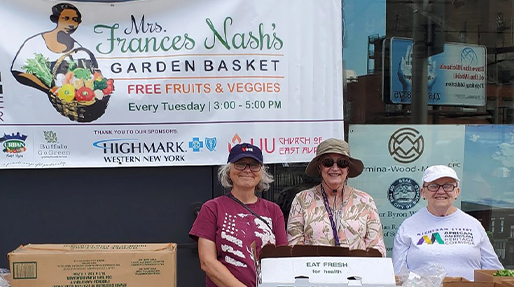 photo of three women at the mrs frances nash garden basket event